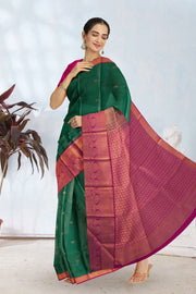 Green Kanjivaram Vegan Silk Saree 10076038