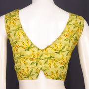 Lime Green Sleeveless Cotton Block Printed Padded Blouse 10077148