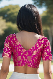 Pink Banarasi Chiniya Silk Blouse 10075020