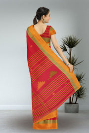 Red Bengal Handwoven Cotton Saree 10075341