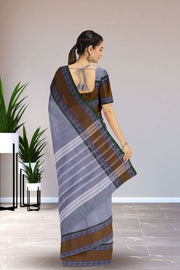 Grey Handloom Chettinad Cotton Saree Without Blouse 10075153