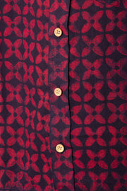 Indigo Handblock Print Pre-Washed Pure Cotton Crop Shirt 10074627