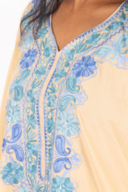 Beige Sozni Embroidered Crepe Silk Kaftan 10064729