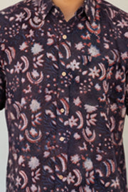 Maroon Half Sleeve Jahota Printed Cotton Mens Shirt 10074319