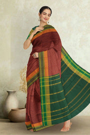 Maroon Art Silk Kanjivaram Saree With Checks Design 10076320