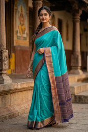 Blue Semi Mysore Crepe Silk Saree 10077809