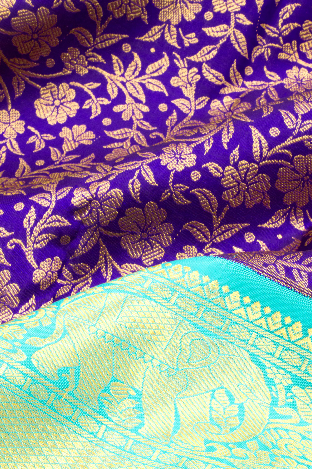 Royal Purple Pure Zari Korvai Kanjivaram Silk Saree 10062637