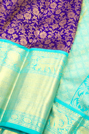 Royal Purple Pure Zari Korvai Kanjivaram Silk Saree 10062637