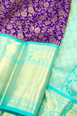 Royal Purple Pure Zari Korvai Kanjivaram Silk Saree 10062637