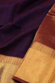 Blue Maheshwari Silk Cotton Saree 10076364