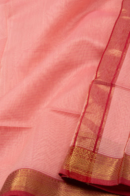 Pink Maheshwari Silk Cotton Saree 10076359