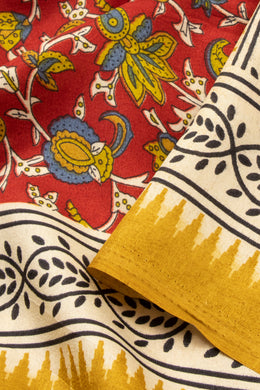 Red Kashmiri Printed Silk Saree 10075994