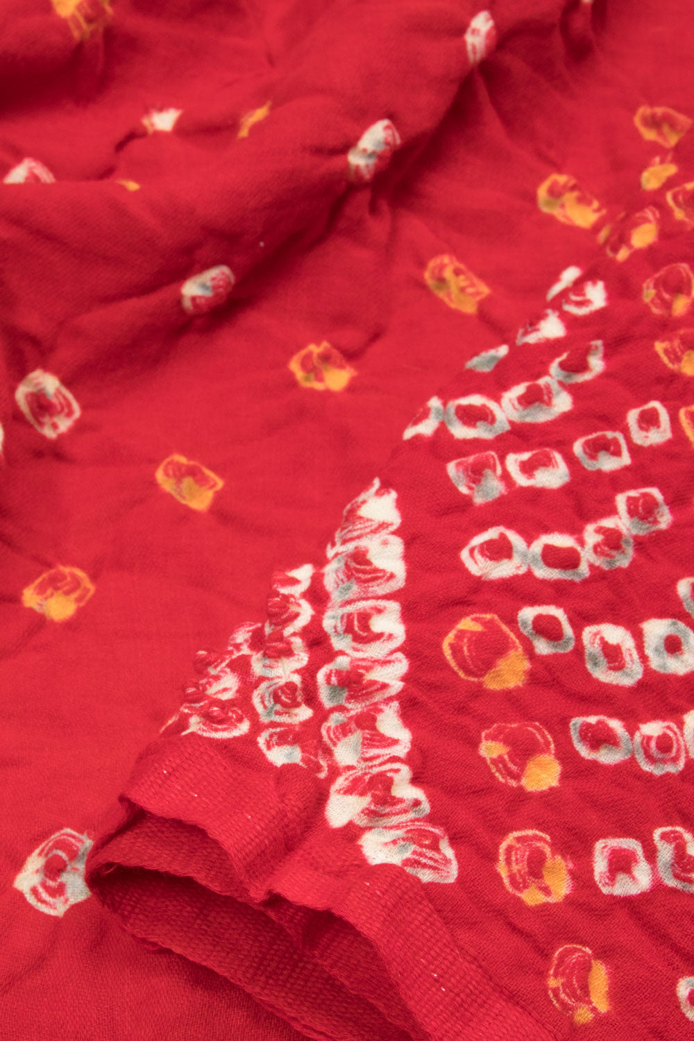 Red Handcrafted Bandhani Cotton Saree  - Avishya