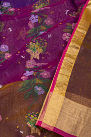 Purple Chanderi Printed Silk Cotton Saree 10077361