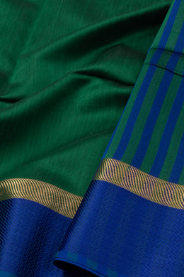 Green Maheshwari Silk Cotton Saree 10076365