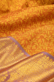 Golden Orange Kanjivaram Pure Silk Saree 10077169