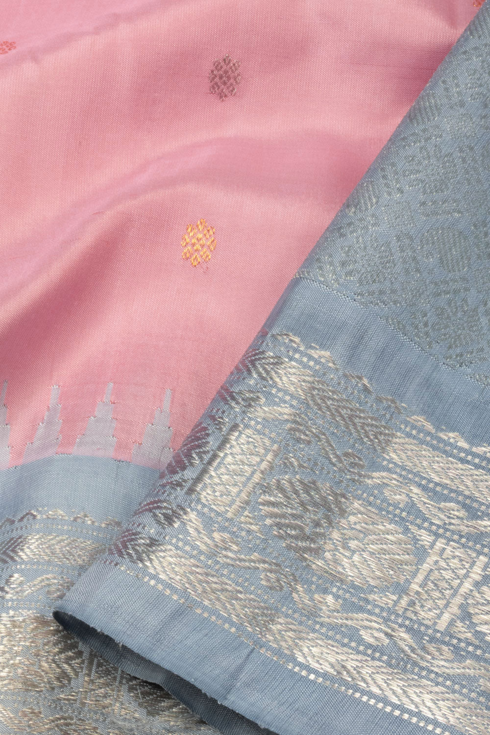 Onion Pink Handloom Gadwal Kuttu Silk cotton Saree - Avishya