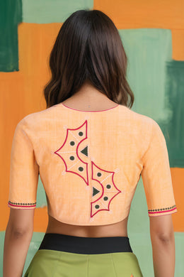 Orange Embroidered Cotton Blouse 10069470