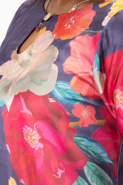 Grey Printed Vegan Charmeuse Silk Dress 10073753