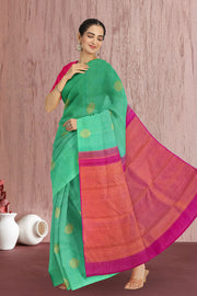 Turquoise Green Handloom Kanjivaram Silk Saree 10065053