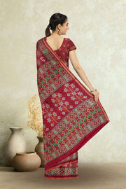 Red Patola Printed Silk Cotton Saree 10074943
