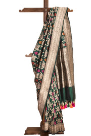 Green Handloom Banarasi Katan Silk Saree 10068910