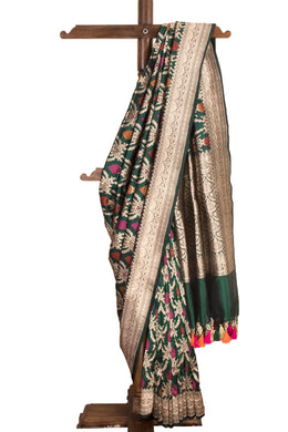 Green Handloom Banarasi Katan Silk Saree 10068910