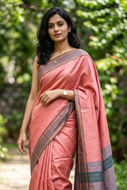 Pink Kanjivaram Vegan Silk Saree With Checks Design 10076306