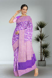 Lavender Handloom Banarasi Katan Silk Saree 10074267