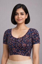 Black Hand Block Jahota Printed Cotton Blouse 10074496