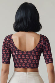 Purple Jahota Printed Cotton Blouse 10074493