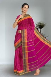 Pink Art Silk Kanjivaram Saree With Checks Design 10076321