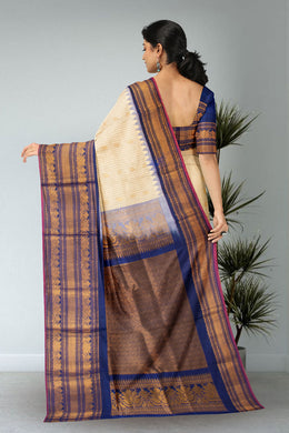 Cream Gadwal Kuttu Silk Saree 10075410