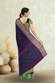 Blue Handloom Chettinad Cotton Saree 10075109