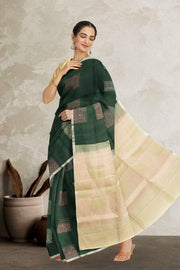 Bottle Green Handloom Kanjivaram Soft Silk Saree 10066271