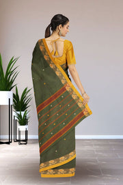 Green Handloom Chettinad Cotton Saree Without Blouse 10075160