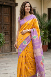 Kanjivaram Vegan Silk Saree With Jute Style Finish 10075598