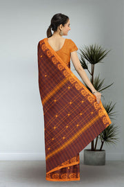 Brown Handloom Chettinad Cotton Saree 10072648