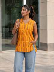 Yellow Bagh Printed Women Sleeveless Shirt 10077183