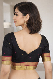 Black Chanderi Silk Cotton Blouse 10076964
