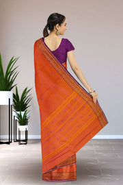 Orange Handloom Chettinad Cotton Saree 10072697