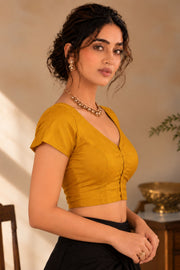 Mustard Yellow Kanjivaram Soft Silk Blouse 10076989