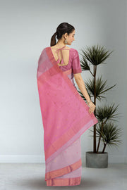 Pink Maheshwari Silk Cotton Saree 10075267