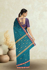 Blue Handloom Chettinad Cotton Saree  10072621