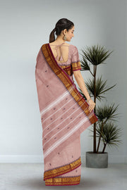 Beige Handloom Chettinad Cotton Saree Without Blouse 10075150