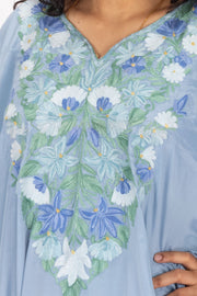 Blue Sozni Embroidered Crepe Silk Kaftan 10064726