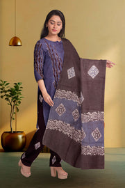 Blue Batik Printed 3-Piece Salwar Suit Material 10076002