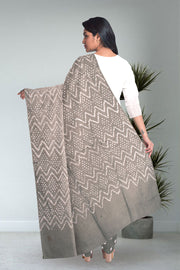 Grey Bandhani Mirror Work 3 - Piece Salwar Suit Material 10075468