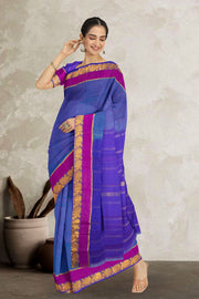  Dell Blue Kanjivaram Silk Saree 10075604