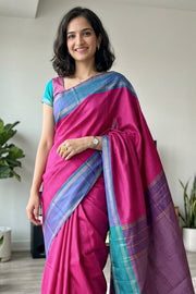 Pink Vegan Silk Kanjivaram Saree With Checks Design 10076336